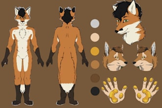 draw furry character reference sheet furry stickers furry badges fursona oc