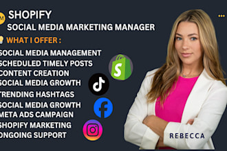 shopify social media marketing manager content creator instagram growth sale ads