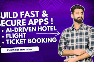 create hotel booking, flight booking, ticket booking, ai booking app