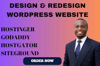 wordpress website on hostinger, godaddy, bluehost, duda, weebly website
