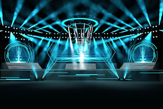 showcase 3d luxury virtual studio, theatre stage, event hall, 3d wedding event