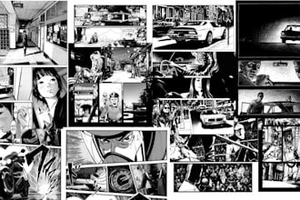 draw comic book, add horror elements, shadow and shading for anime manga artist