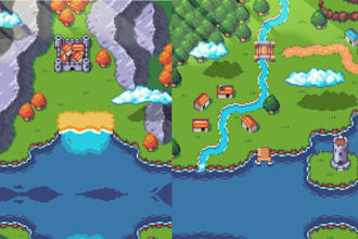 create top down pixel tileset for rpg game and scenery map tile map game asset