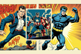 draw retro comic illustration artwork graphic novel as your comic book artist