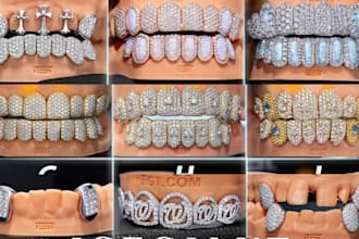 create 3d cad grillz designs for gold, diamond, or custom teeth jewelry quickly