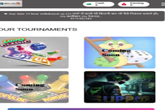 make unique ludo tournament website in reactjs nodejs