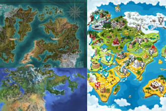 hand drawn dnd world map illustration fantasy map city map cartography novel