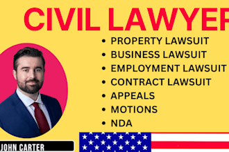 be civil lawyer for property, business, employment, and personal injury lawsuits