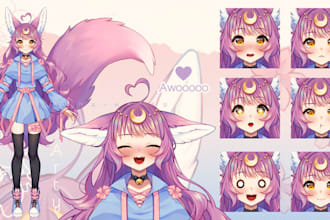 a custom anime youtube avatar or vtuber character art