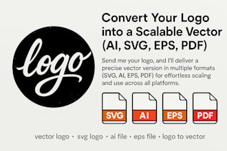 convert your logo into a scalable vector ai, svg, eps, PDF