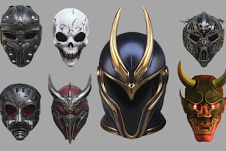 sculpt 3d mask, 3d helmet, cosplay helmet oni mask model custom 3d mask helmet