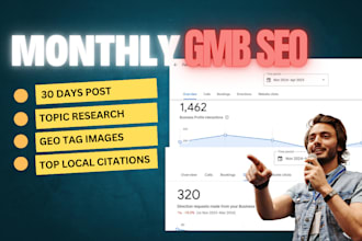audit, manage, local SEO optimize your google my business gbp, 30 day gmb post