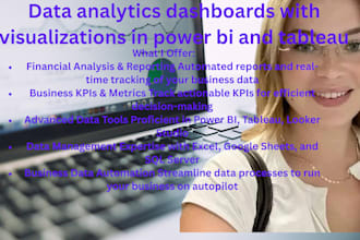 develop data analytics dashboards with visualizations in power bi and tableau
