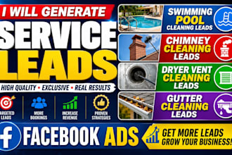 swimming pool cleaning leads chimney dryer vent gutter logo website facebook ads