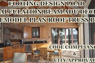 footing design load calculations, beam, adu deck remodel plan roof truss pe