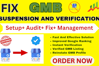 setup, reinstate suspended gmb and do google my business profile verification