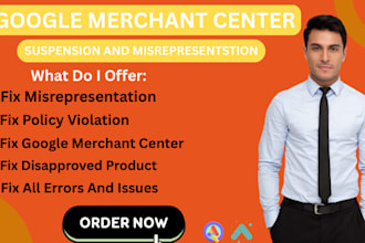 fix and setup google merchant suspension and misrepresentation