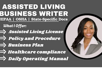 write startup documents, policies, and plans for US assisted living facilities
