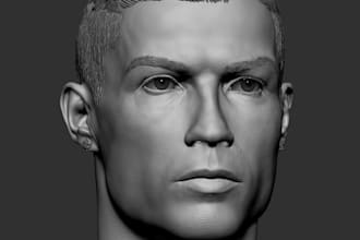 sculpt 3d realistic head bust model,3d portrait face model,animal bust,3d print