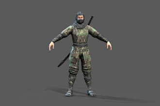 cinematic 3d character, creature, aaa texture, uv map, ue5 rig, animation, game