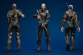 game optimized 3d character model, 4k texture, ue5 rig, mocap, simulate, animate