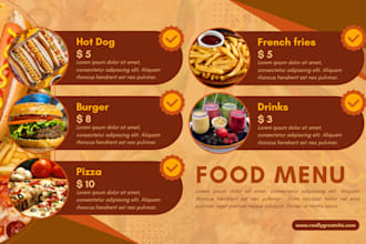 design restaurant food menu board, digital signage for static tv