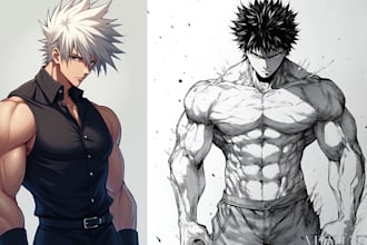 create gay bara illustrations nsfw, anime art, and anime gay couple designs