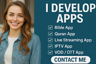 do bible app, quran app, live streaming app, iptv app, vod app, ott app