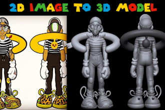 convert 2d image to 3d character model cute cartoon 3d toys stl for 3d printing