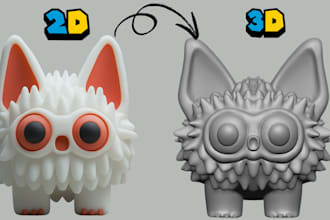 convert your 2d image to 3d character model cute cartoon toys for 3d printing