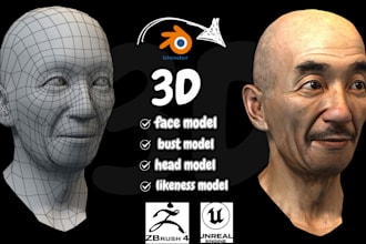 sculpt likeness 3d face,bust, head,statue ready for 3d print stl maya