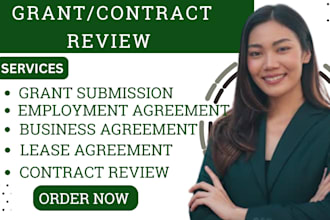 write grant submission review contract lease agreement employment agreement