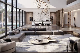 remodel 3d ultra luxury apartment, top floor building, redesign pendant house