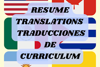 translation of any kind of resume needed