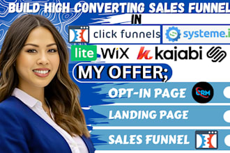 setup clickfunnels sales funnel , landing page in systeme io, wix, mailerlite