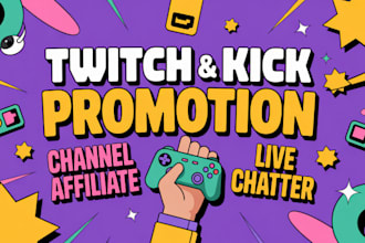 organic twitch channel promotion, live chatters viewers and followers
