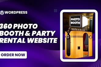 design a 360 photo booth and party rental website with online booking
