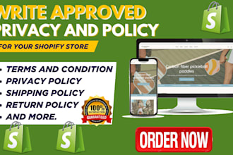 write privacy polic, return policy, shipping policy for shopify store