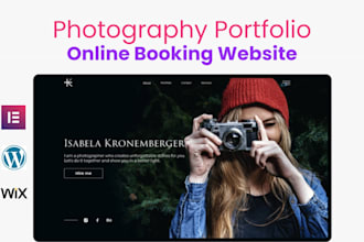 design photography website with online booking, gallery or portfolio website