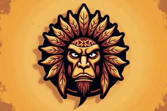 give tribal chief mask mascot logo design