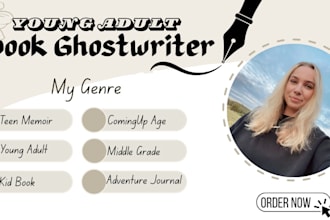 write short young adult middle grade comingup age novel as an ebook ghostwriter