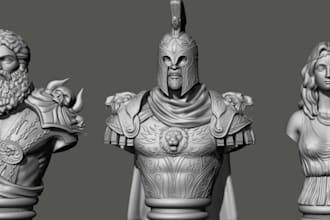make character 3d busts for 3d print,human head 3d sculptor,warrior portrait,stl