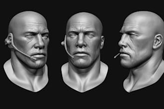 convert 2d image to 3d realistic head bust statue model 3d face model for print