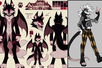create a furry reference sheet, fursona ref sheet, and custom furry character