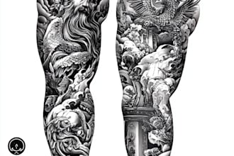 create professional custom tattoo design, tattoo sleeve
