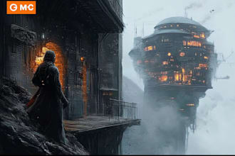 make sci fi or cyberpunk landscape artwork