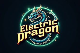 design unique electric dragon logo with free source file