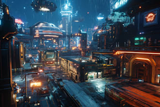 do cyberpunk sci fi futuristic city or concept art