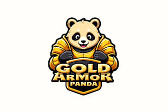 make outstanding gold armor panda logo with express delivery