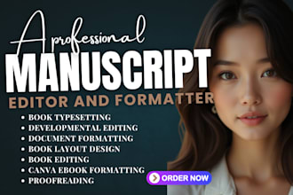 edit, proofread, typeset and format your nonfiction or novel book manuscript